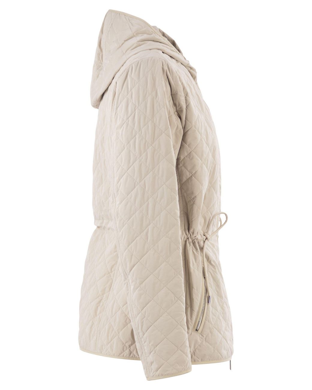 Moorer Natural Quilted Hooded Jacket With Adjustable Waist
