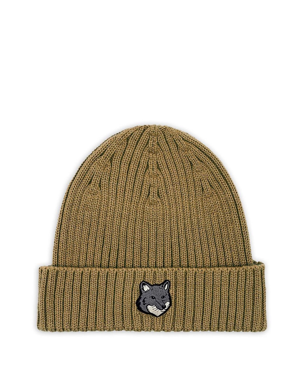 Maison Kitsuné Green Fox Head Large Beanie for men