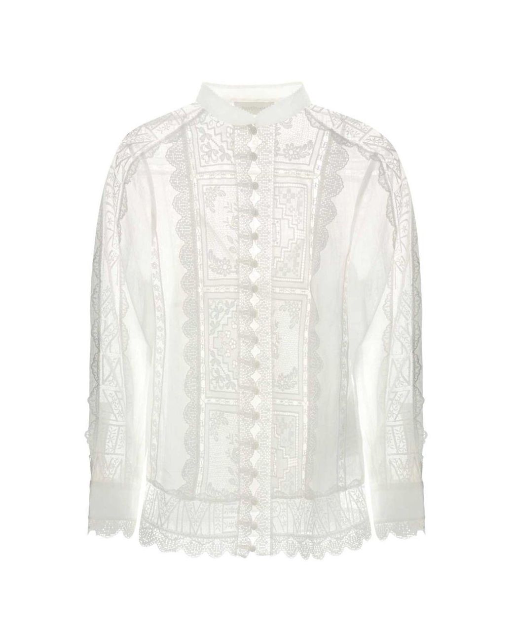 Zimmermann White Aster Embroidered Blouse