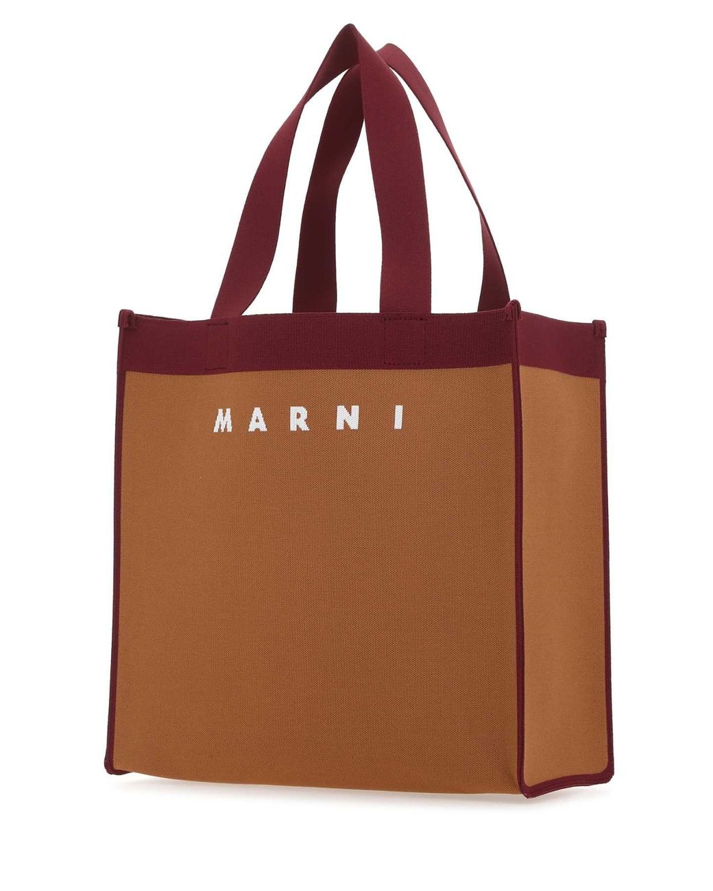 Marni Brown Two-Tone Fabric Medium Shopping Bag