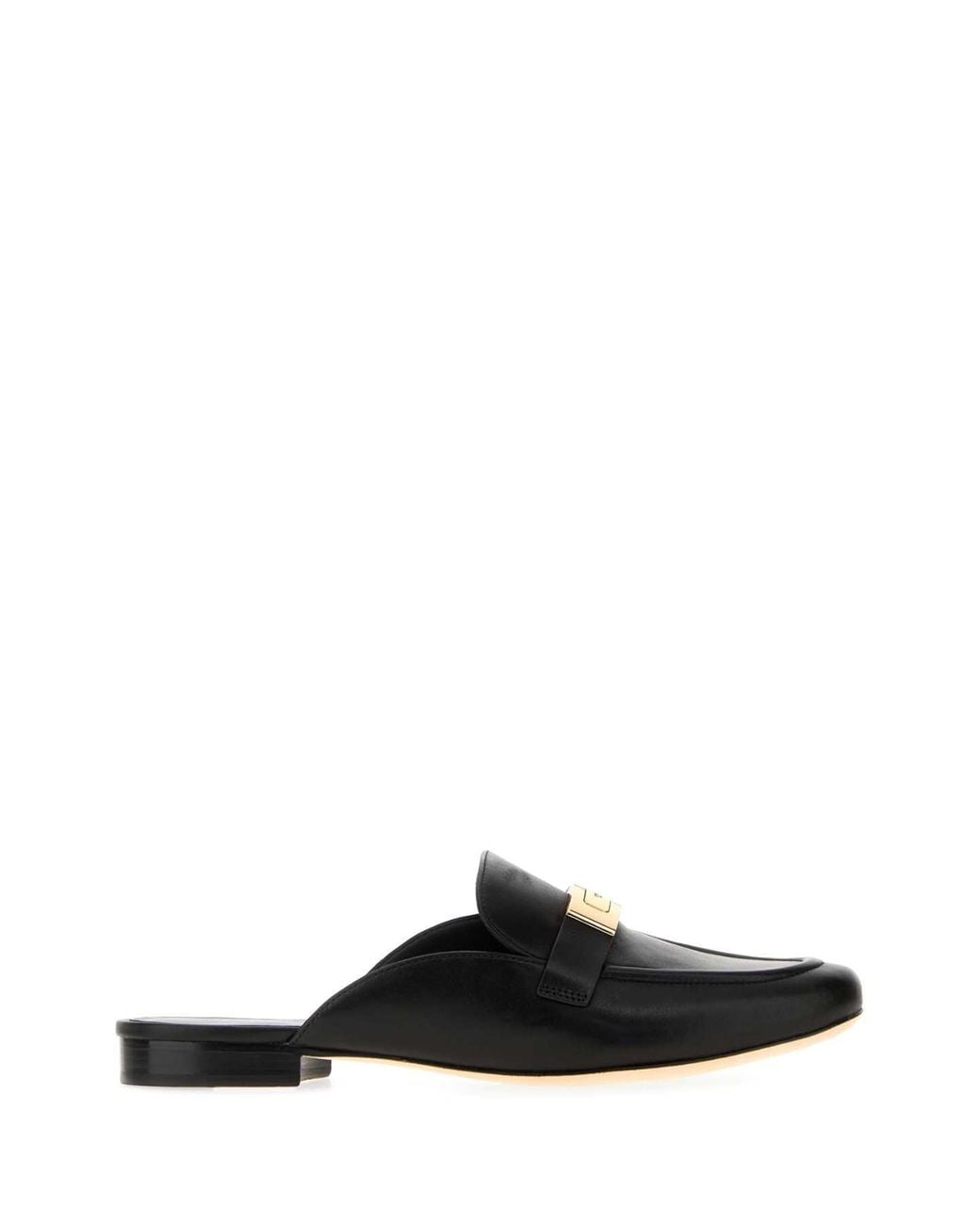 Tory Burch Black Leather Leelee Slippers