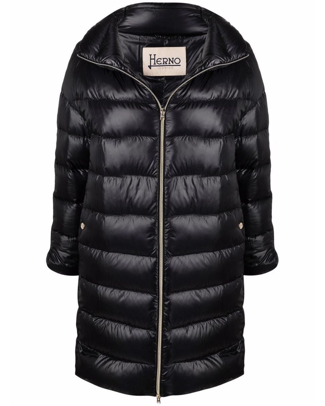 Herno Black Coat Knee-Length Down