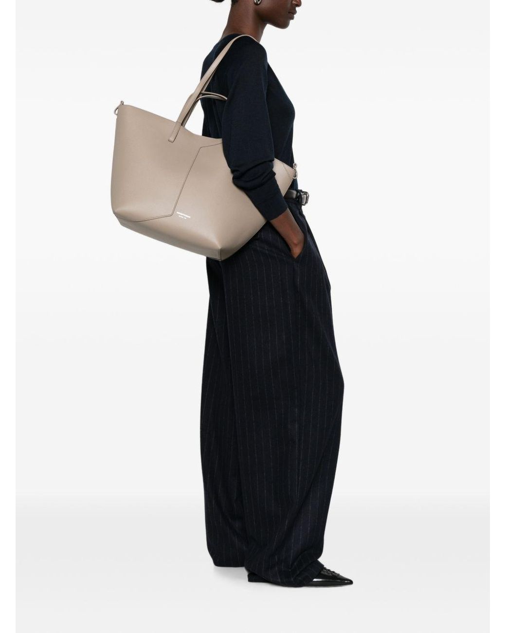 Emporio Armani Natural Medium Leather Tote Bag