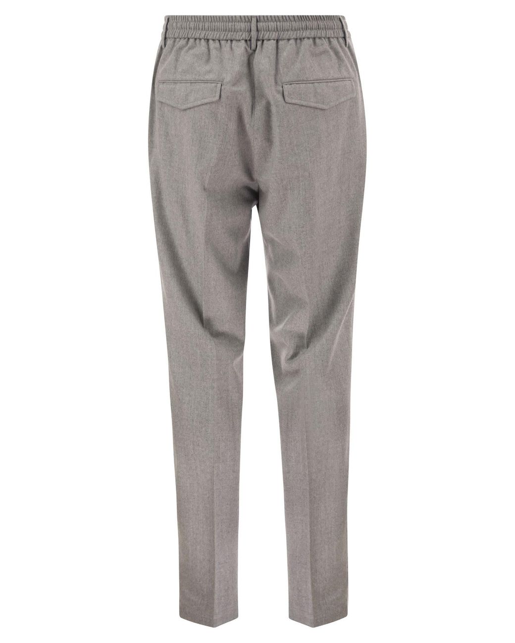 Peserico Gray Virgin Wool Tailored Jogger Trousers for men