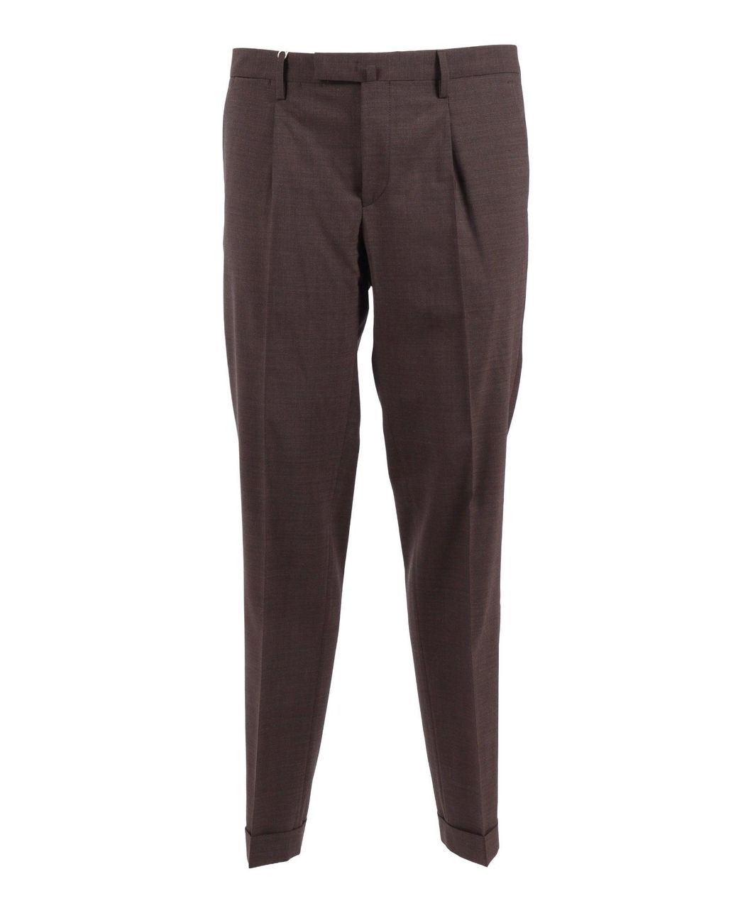 BRIGLIA Brown Slim Fit Flat Front Straight-Leg Pants for men