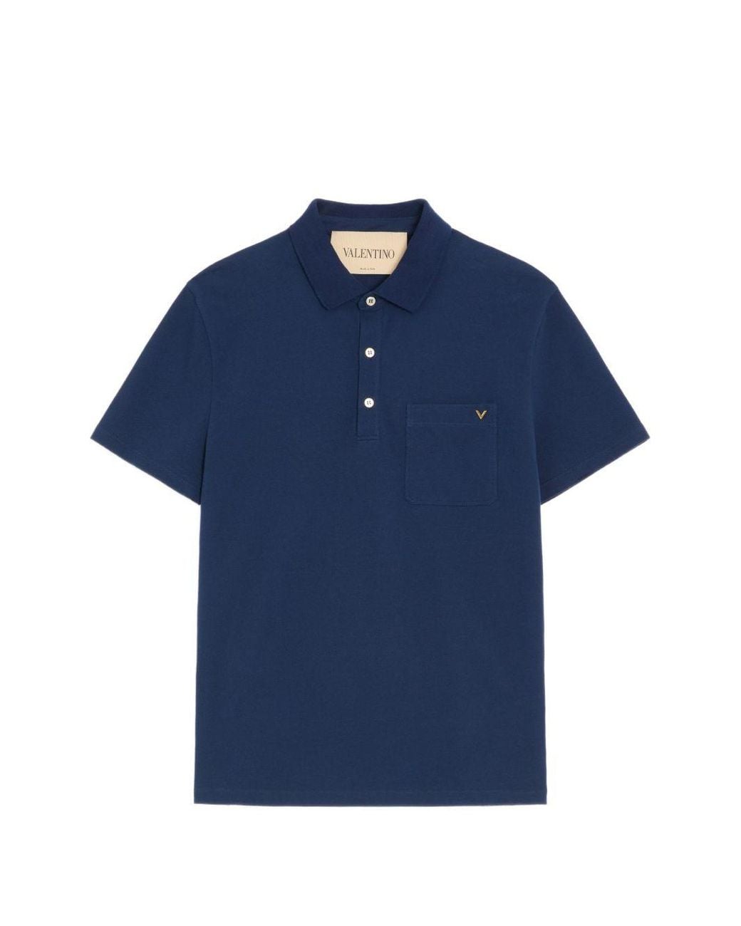 Valentino Blue Vgold Cotton Polo Shirt