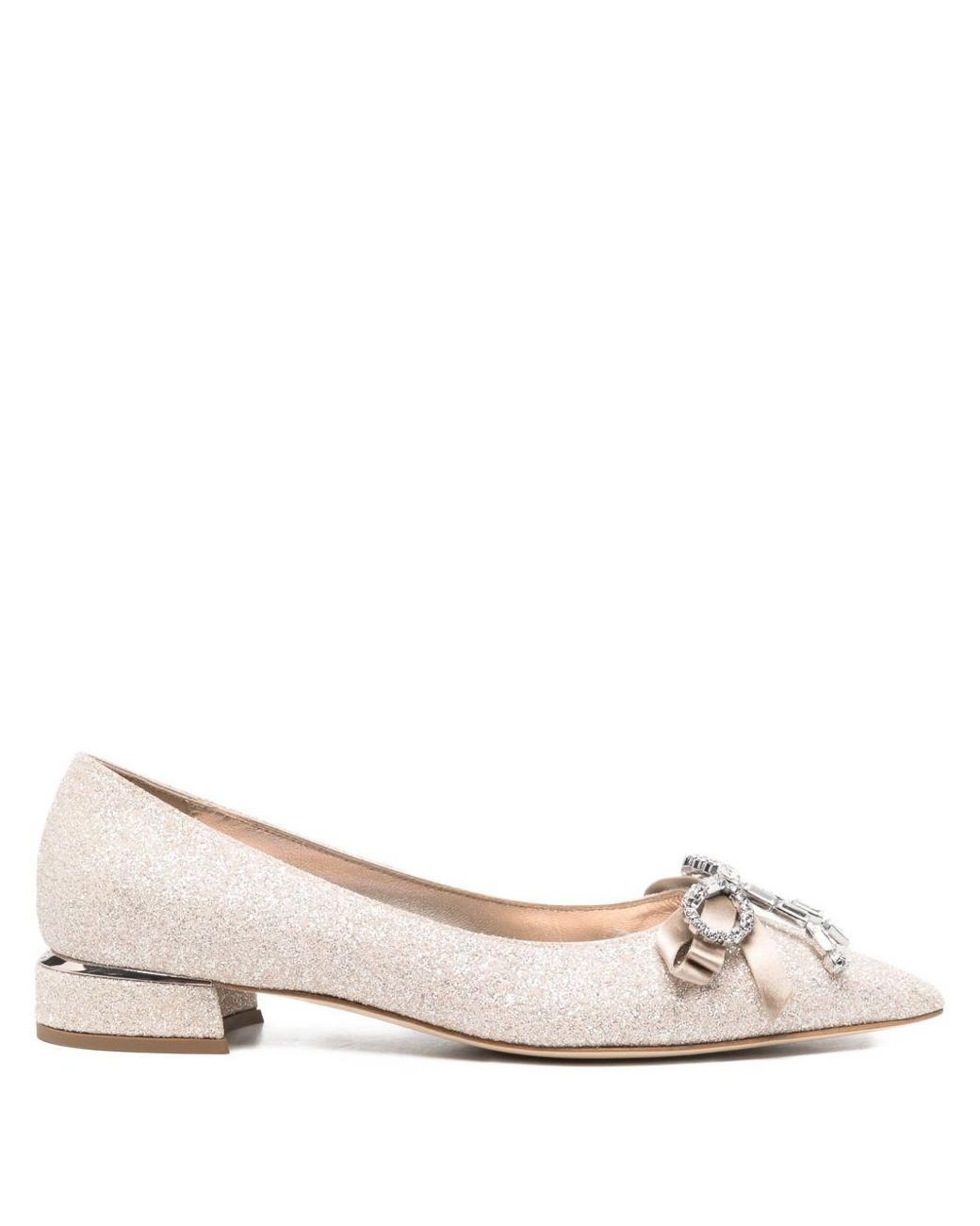 Jimmy Choo Natural Auria Leather Ballet Flats