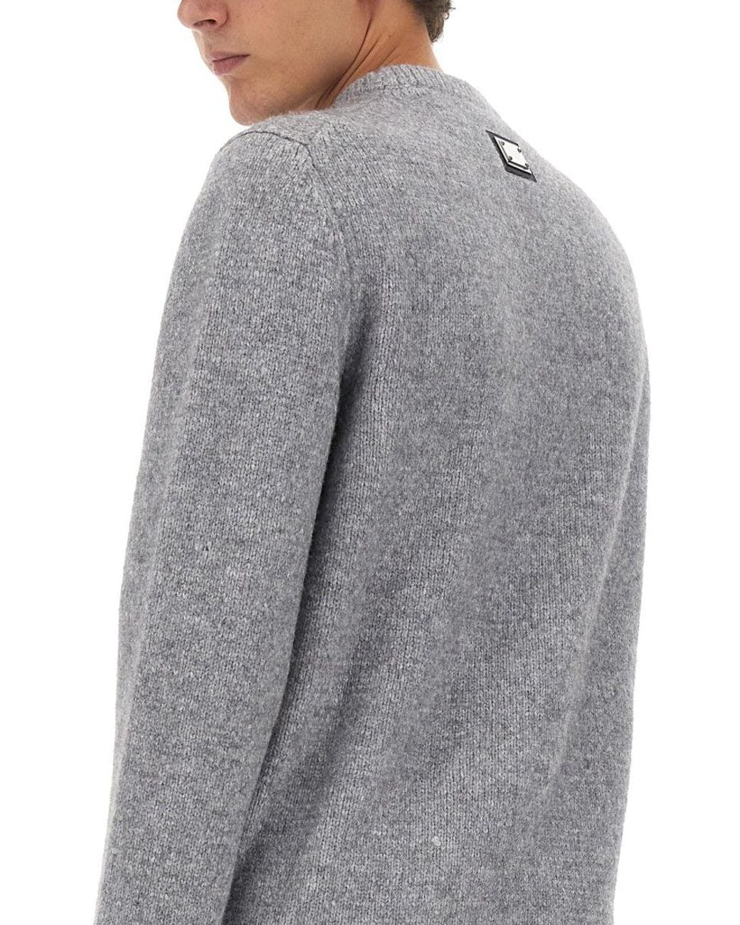 Dolce & Gabbana Gray Logo Plaque T-Shirt for men