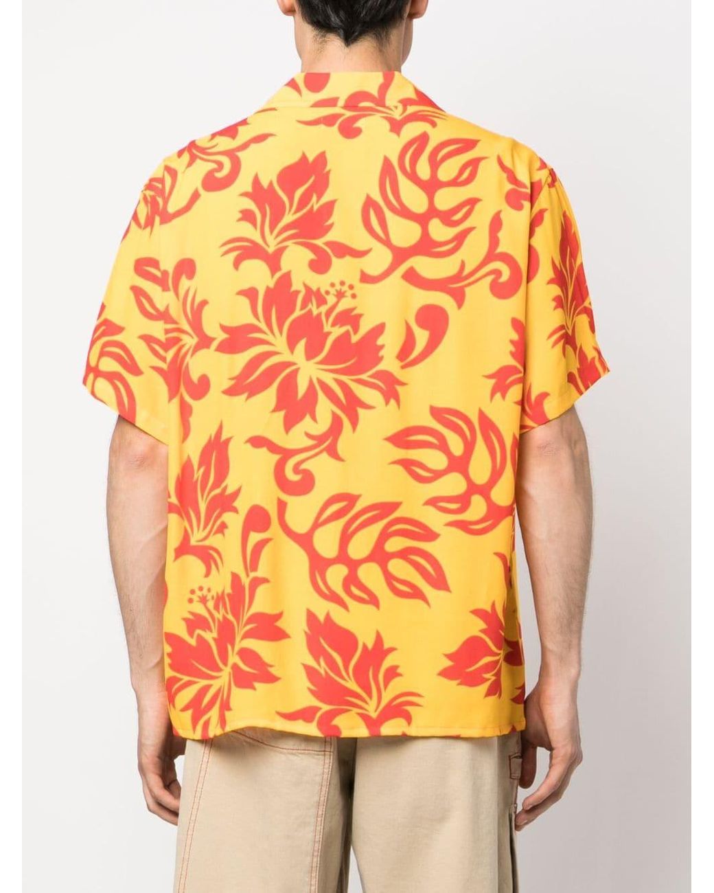 ERL Orange Tropical Flower-print Shirt for men