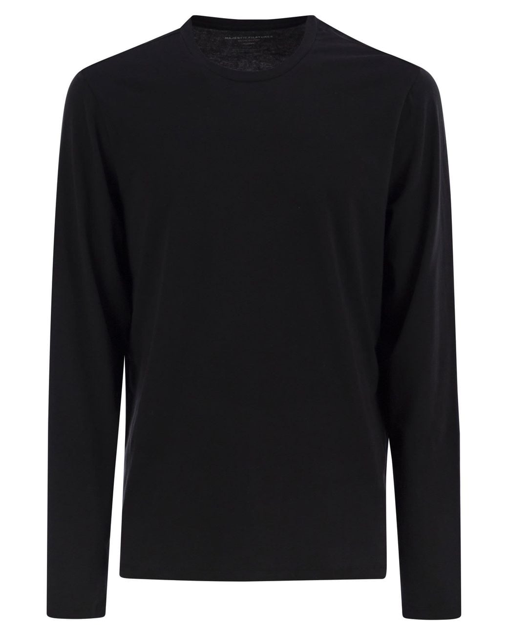 Majestic Black Long Sleeved Crew Neck T Shirt
