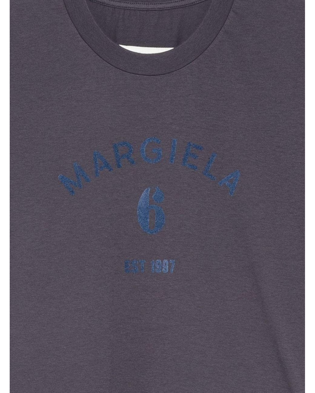 MM6 by Maison Margiela Blue Logo Cotton T-Shirt