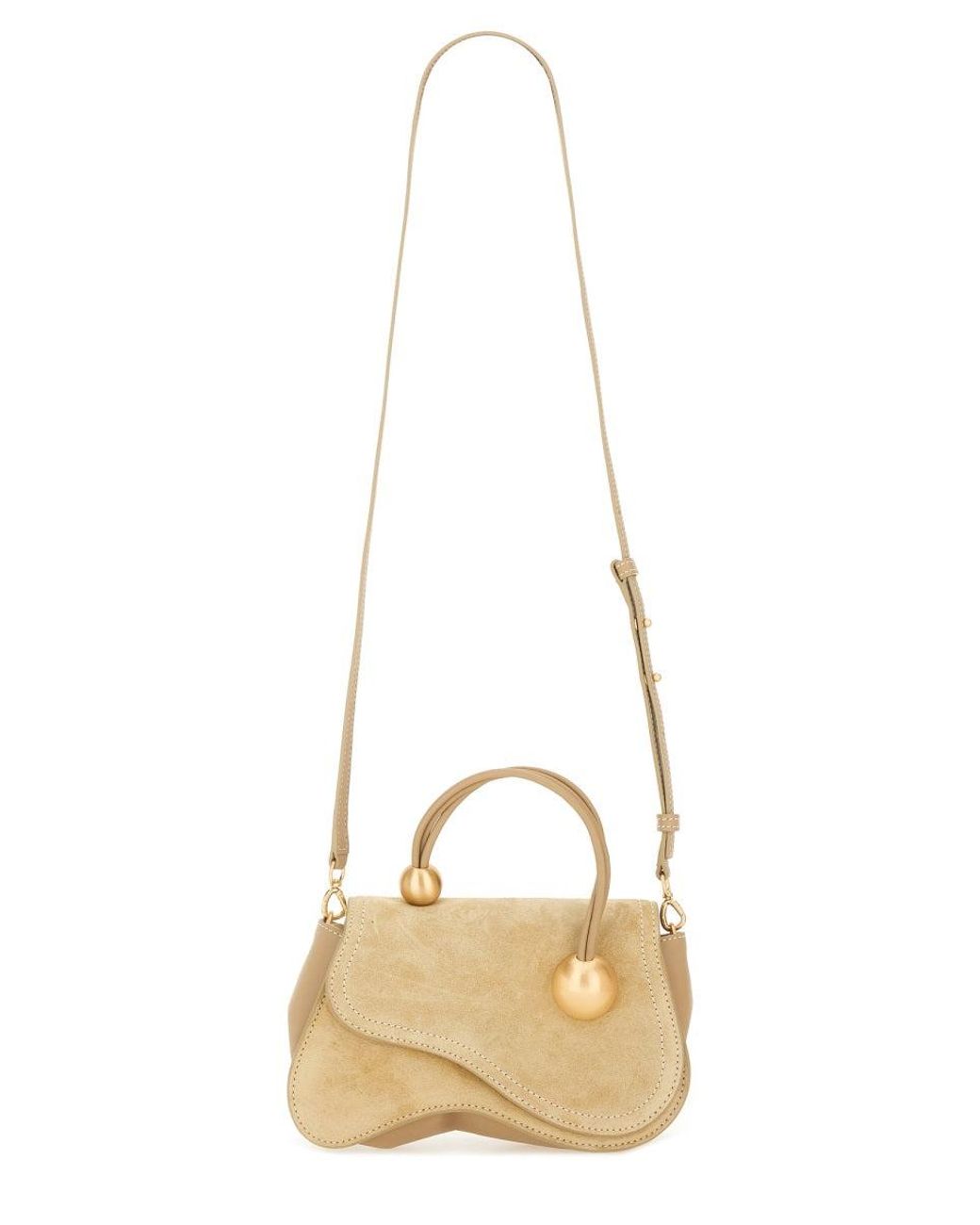 Cult Gaia Natural Mini Kazia Leather Shoulder Bag