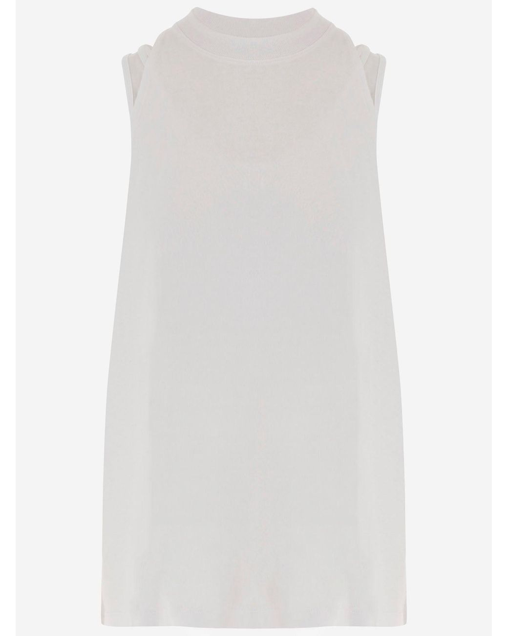 DARKPARK White Cotton Tank Top With Fitted Underlay