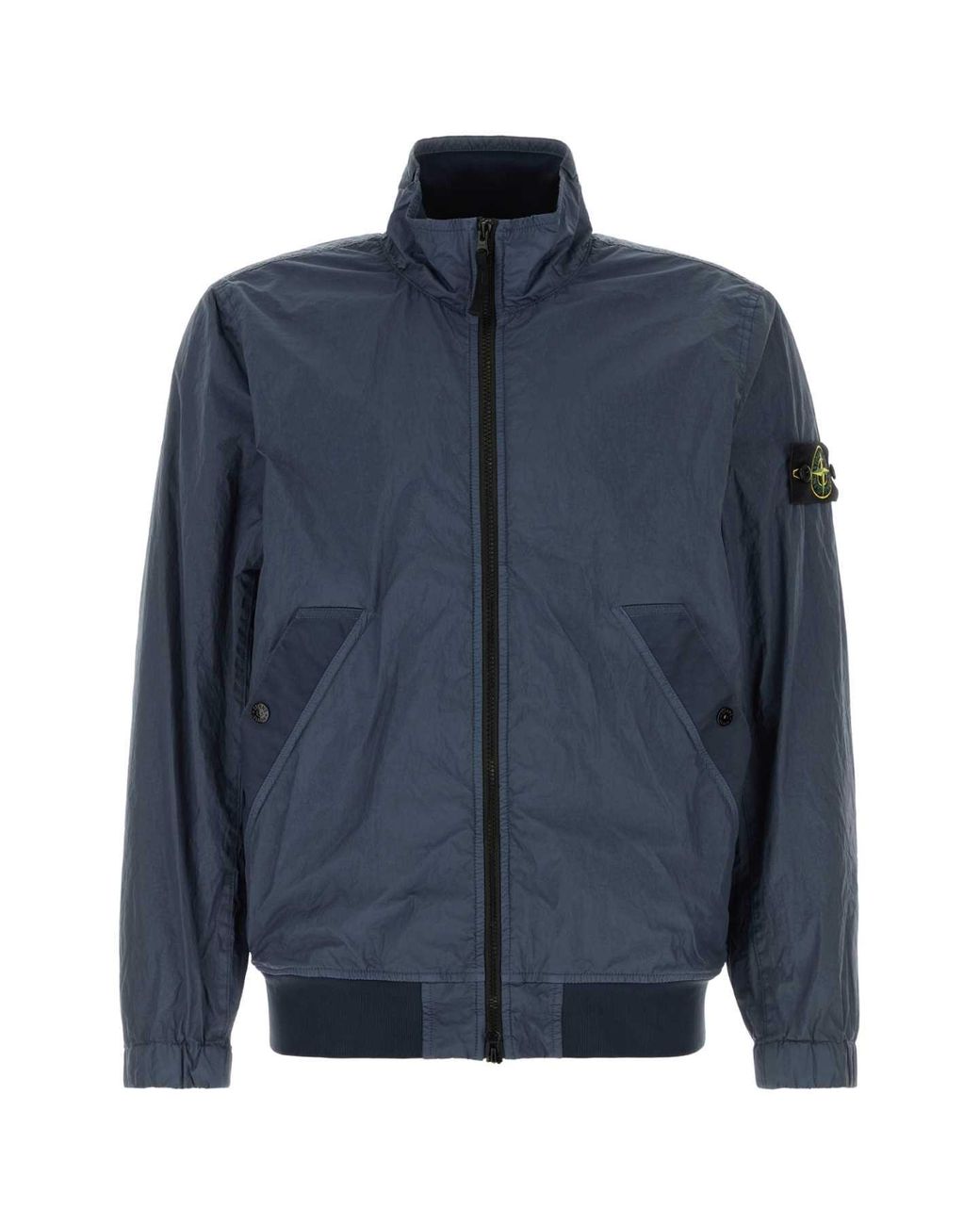 Stone Island Blue Nylon Bomber Jacket for men
