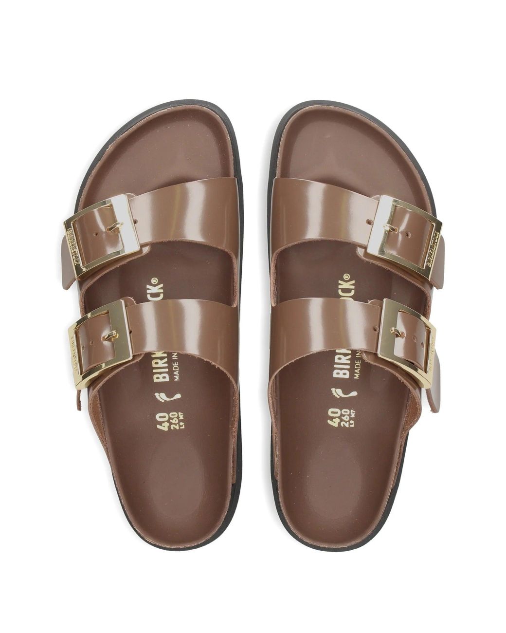 Birkenstock Brown Arizona Db Hex – Patent Natural Leather Sandal