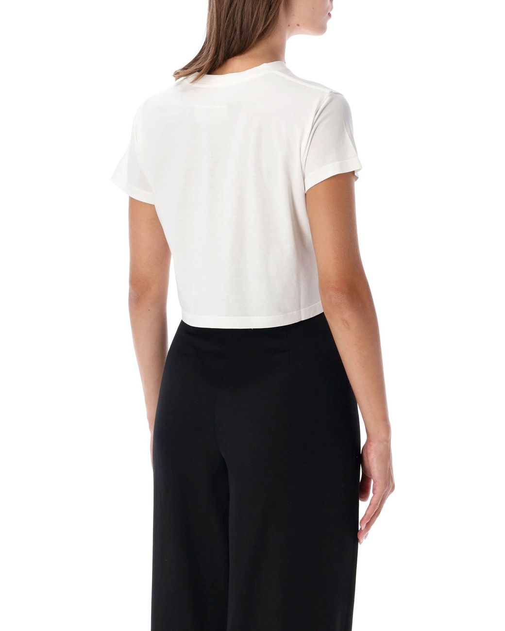 MM6 by Maison Margiela White Cropped Logo Print T-Shirt