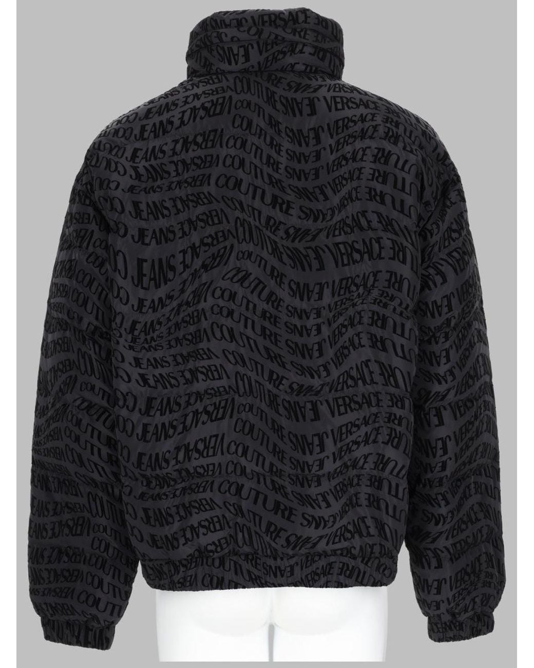 Versace Jeans Couture Black Logo Print Puffer Jacket for men
