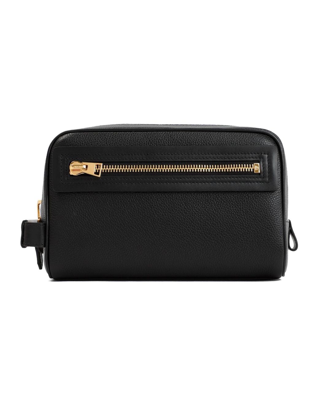Tom Ford Black Leather Single Zip Toiletry Case for men