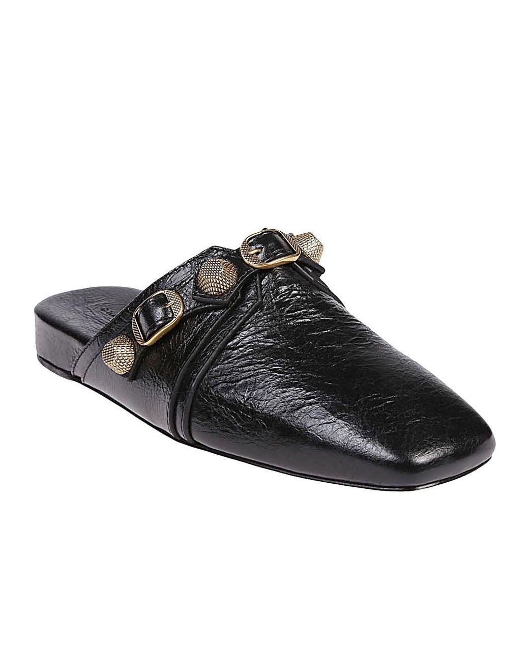 Balenciaga Black Mini Leather Slipper Sandals For