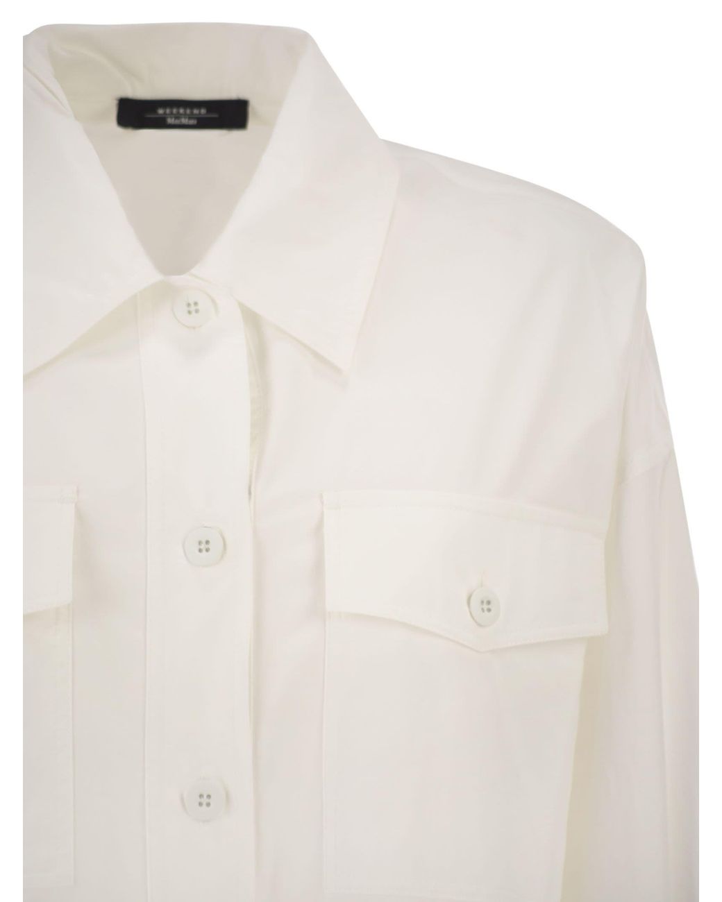 Weekend by Maxmara White Weekend Maxmara Wkiorigano – Cotton Shirt With Patch Pockets
