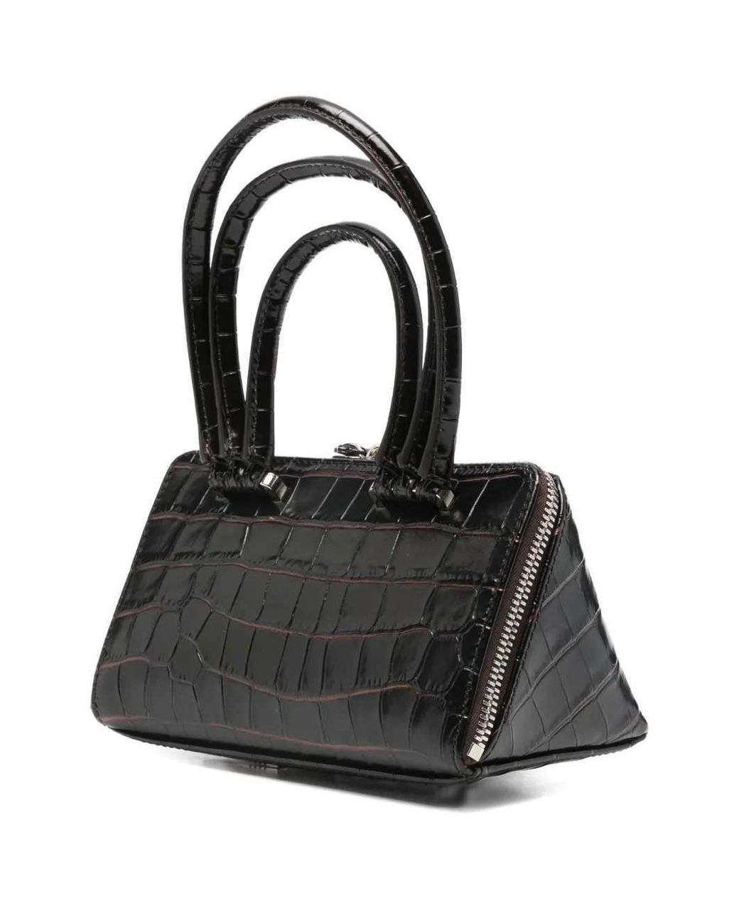 The Attico Black Mini Friday Bag With Crocodile Effect