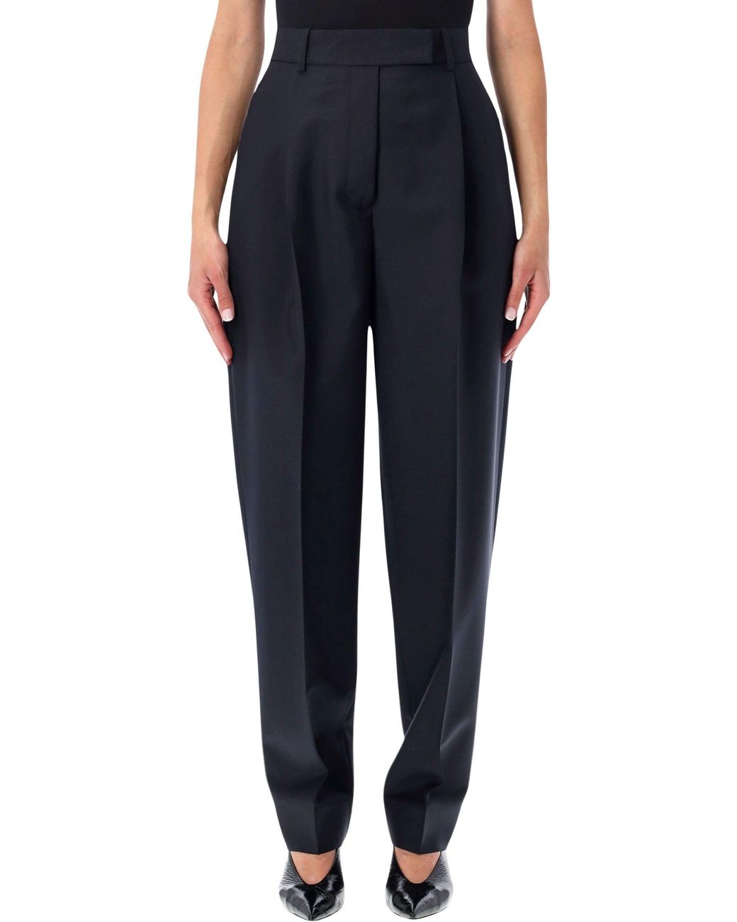 Rohe Blue Daria Pleated Wool-Mohair Tapered Pants