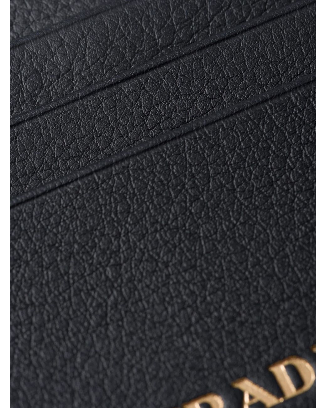 Prada Black Logo-Stamp Leather Card Holder for men