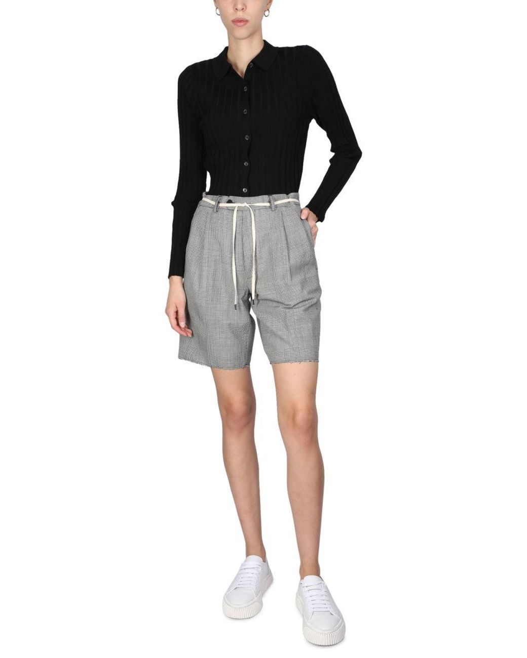 Aspesi Gray Stretch Flannel Bermuda Shorts for men