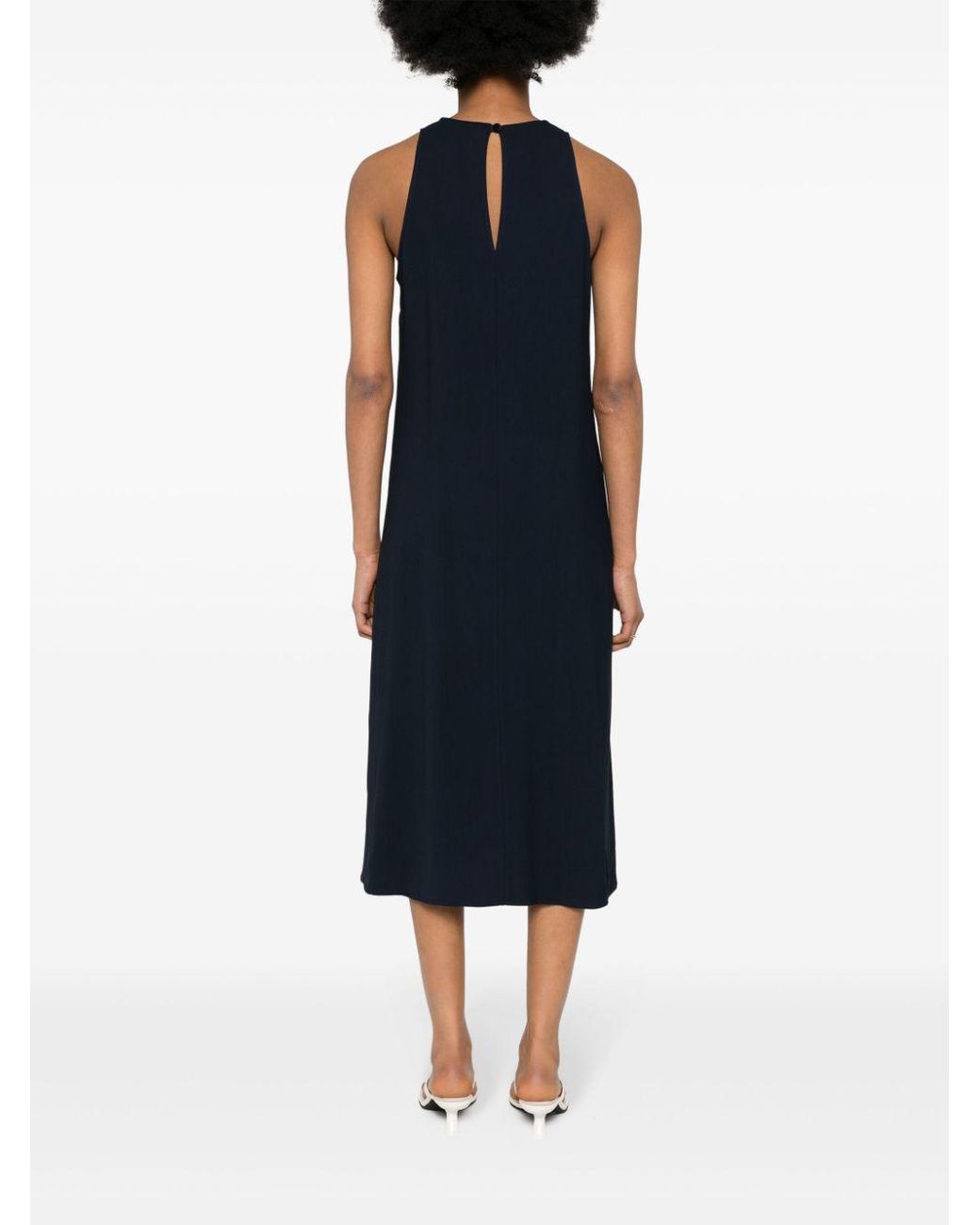 Erika Cavallini Semi Couture Blue Cady-Texture Midi Dress