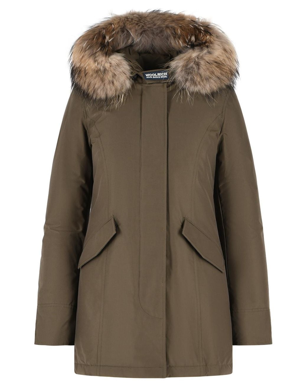 Woolrich Green 'Arctic Racoon' Cotton Blend Parka