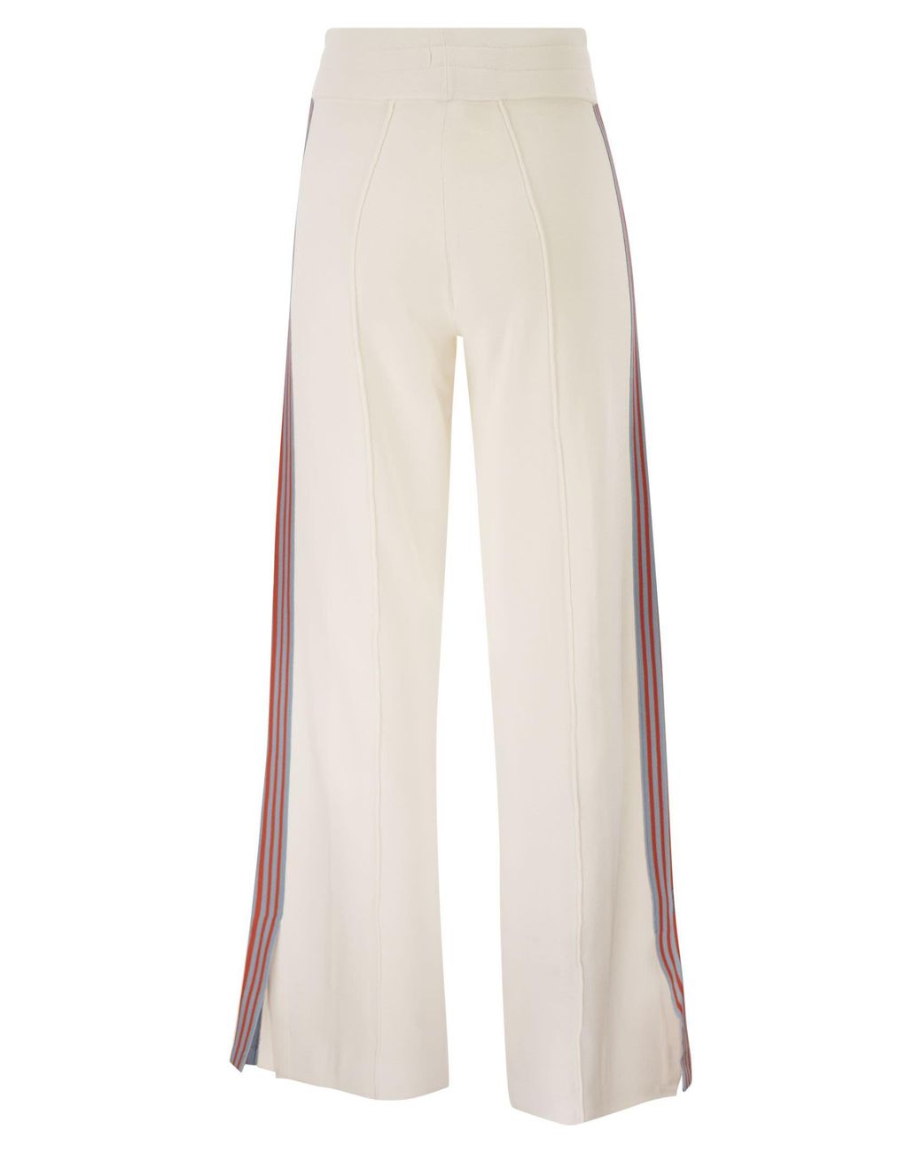 Autry White Viscose Track Trousers With Side Stripes