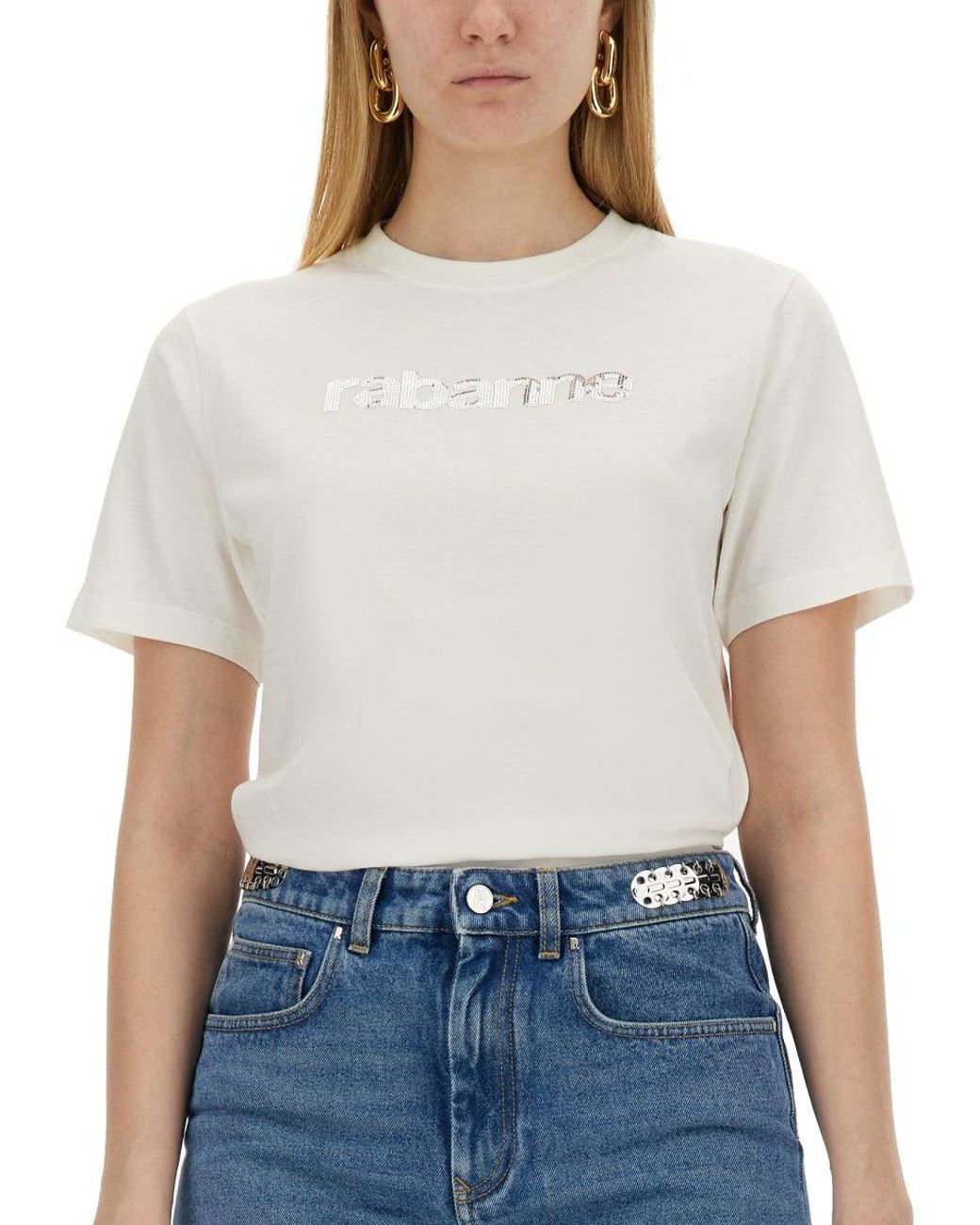 Rabanne White T-shirt With Logo