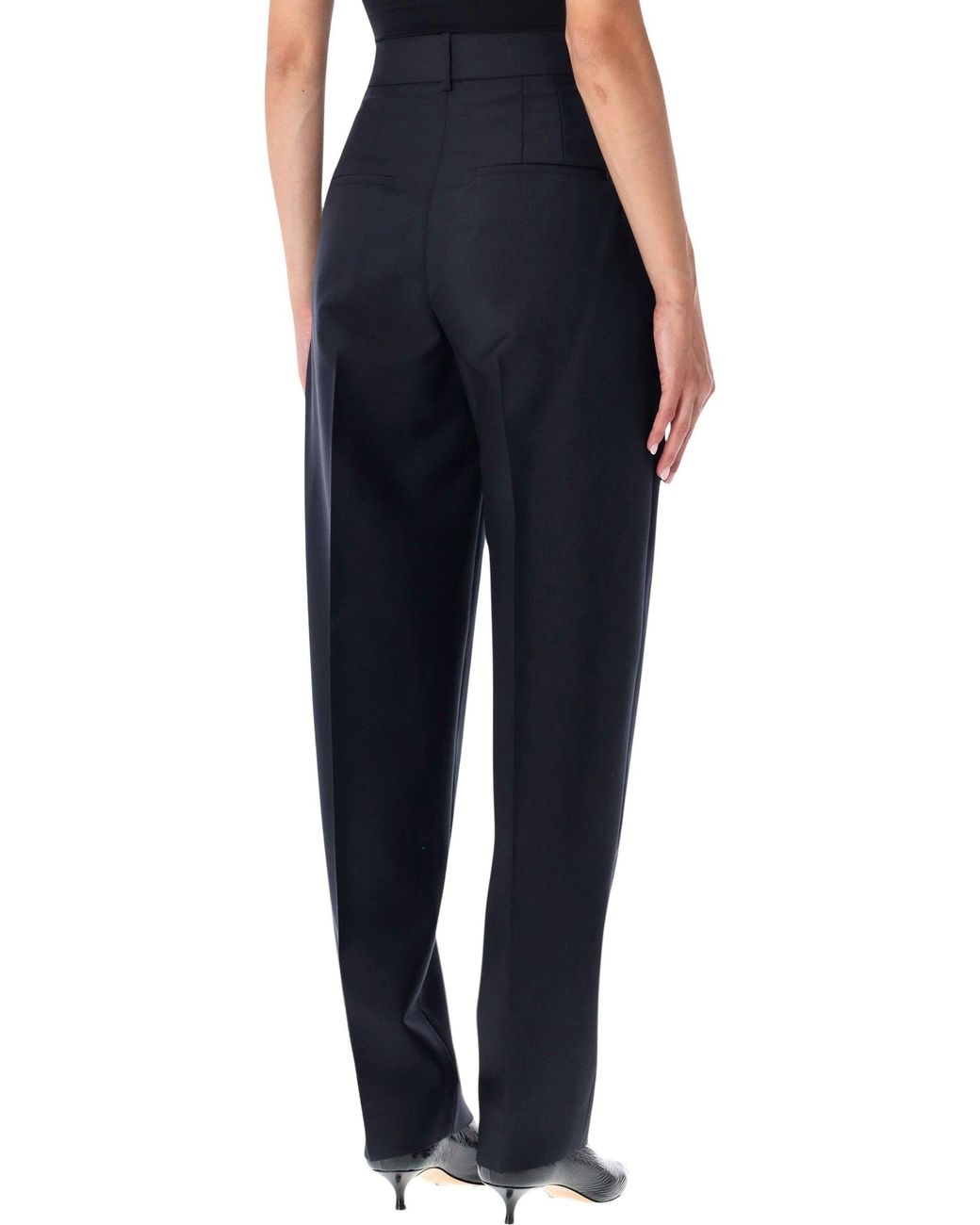 Rohe Blue Daria Pleated Wool-Mohair Tapered Pants