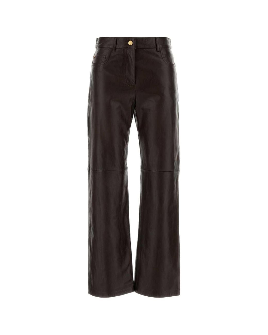 Max Mara Black S Maxmara Chocolate Leather Pesca Pant