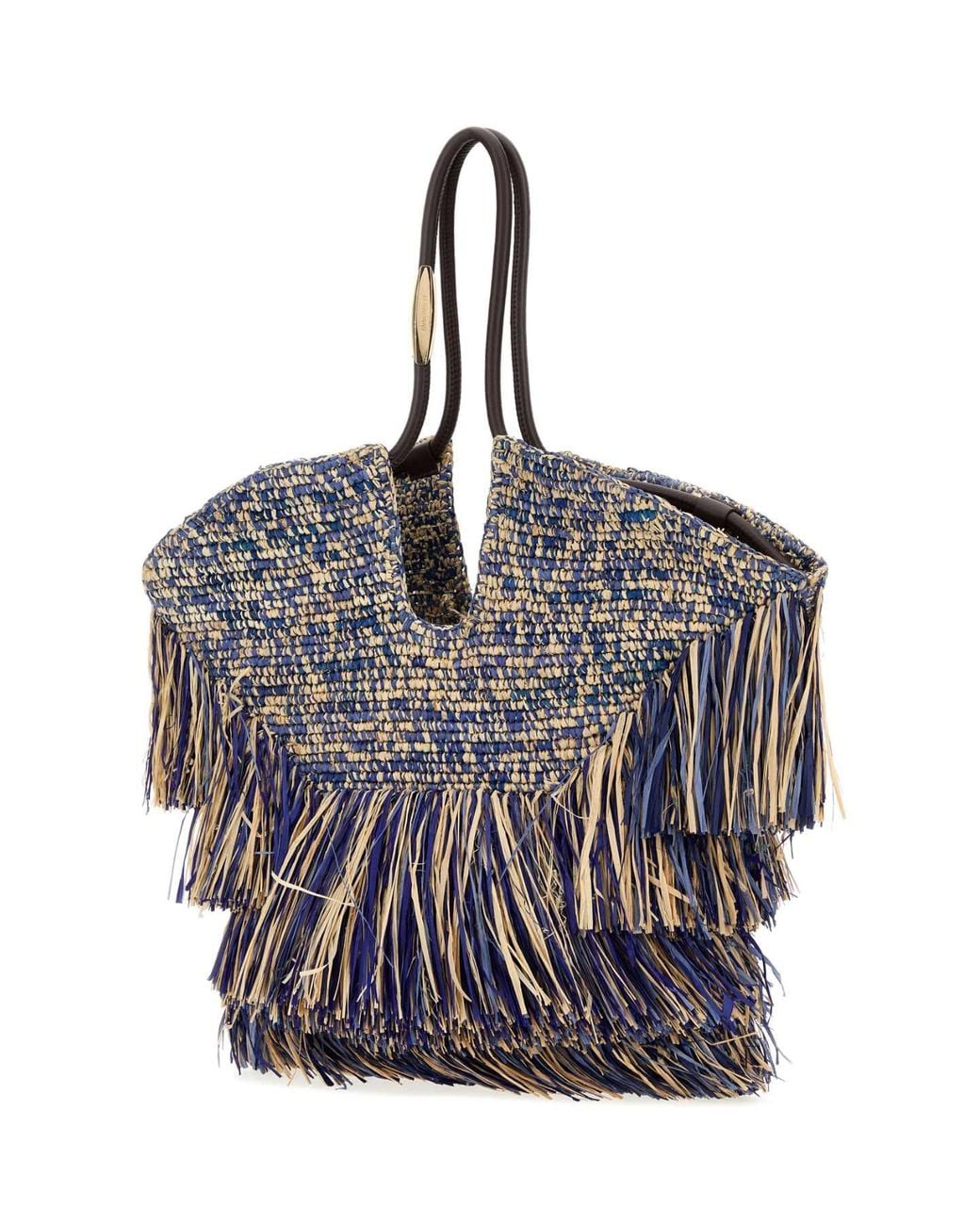 Zimmermann Blue Raffia Medium Goldentime Shopping Bag
