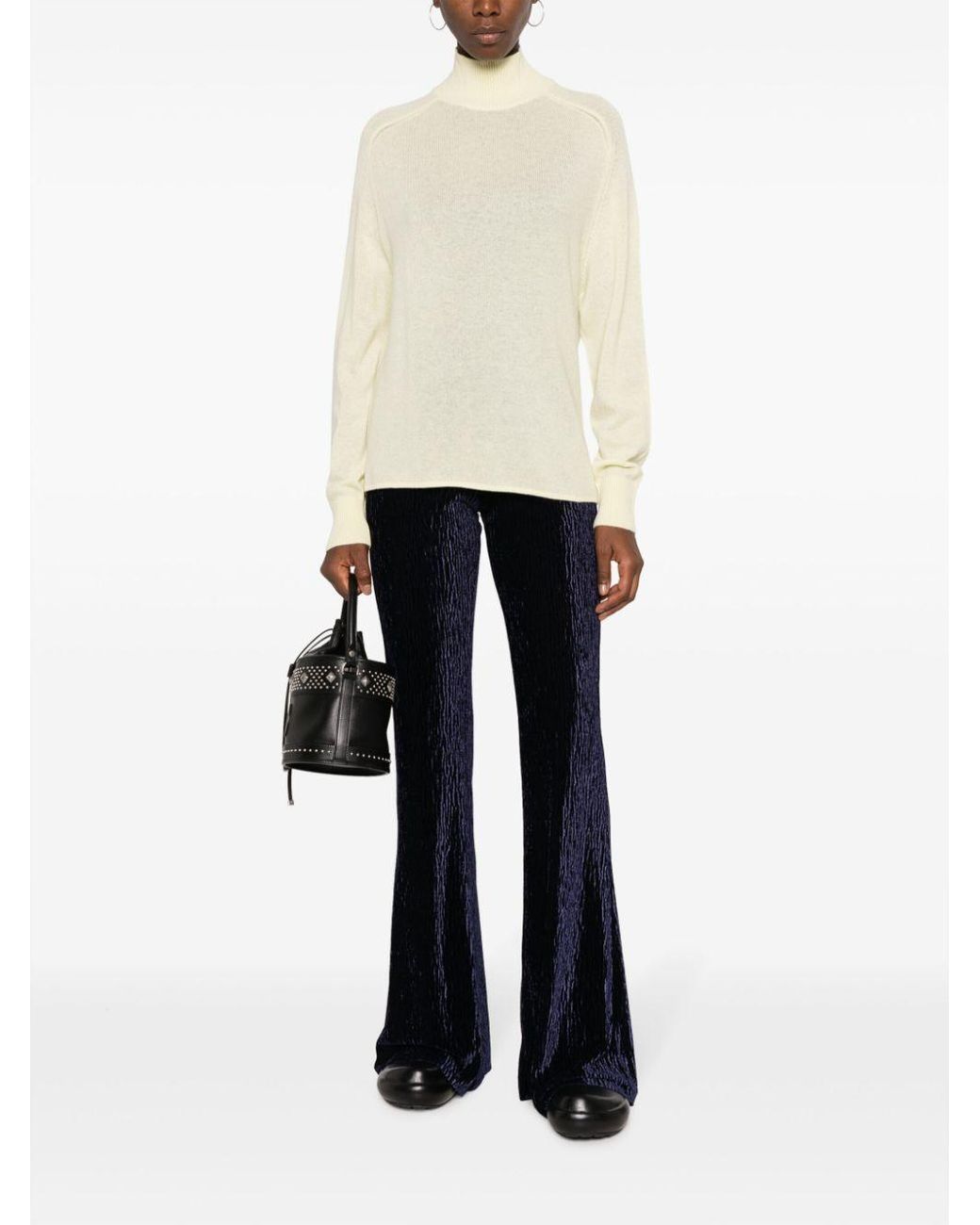 Forte_forte White Cashmere Wool Turtle Neck Sweater