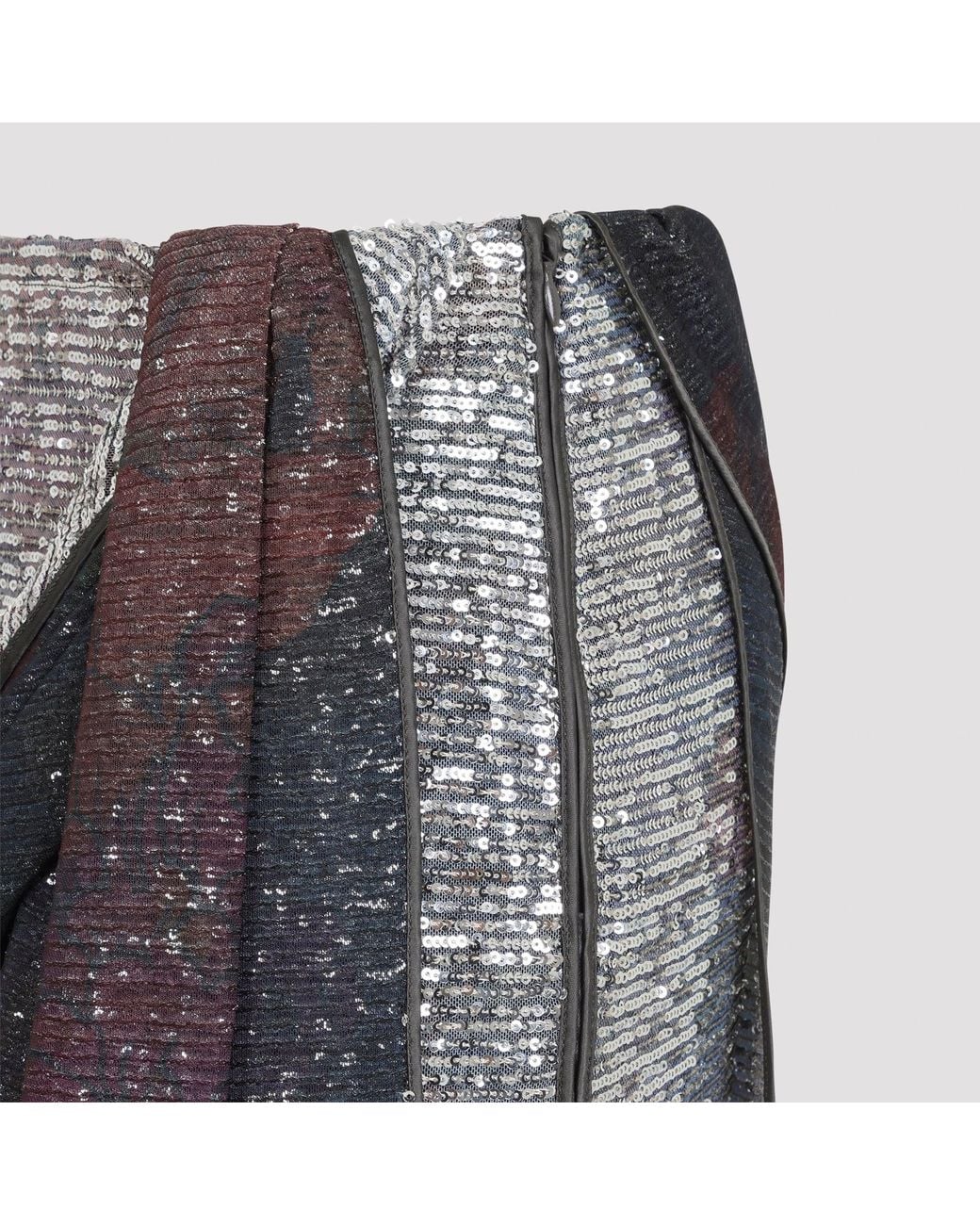Maison Margiela Gray Sequins Draped Maxi Skirt