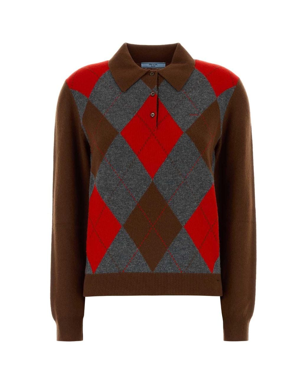 Prada Red Cashmere Polo Shirt For