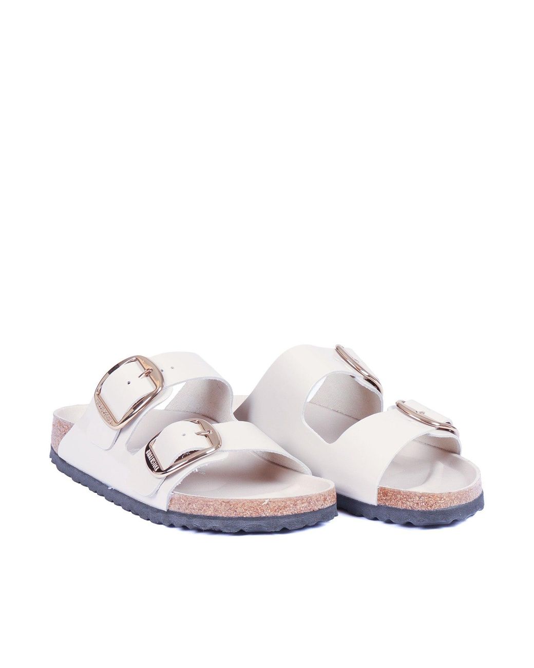 Birkenstock White Arizona Big Buckle Hex Shine Oyster, Natural Lea, S