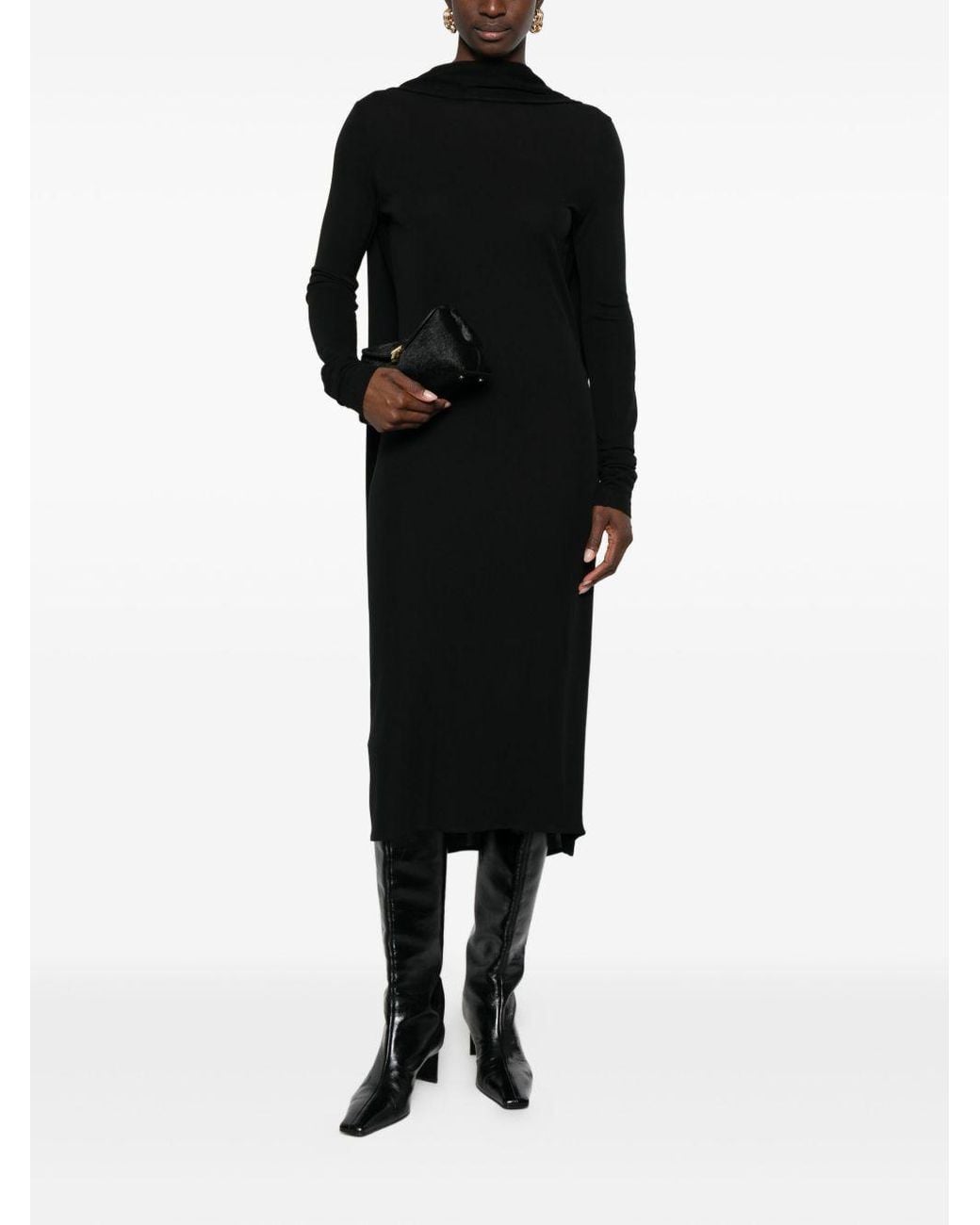 Totême Black Long Cape Dress