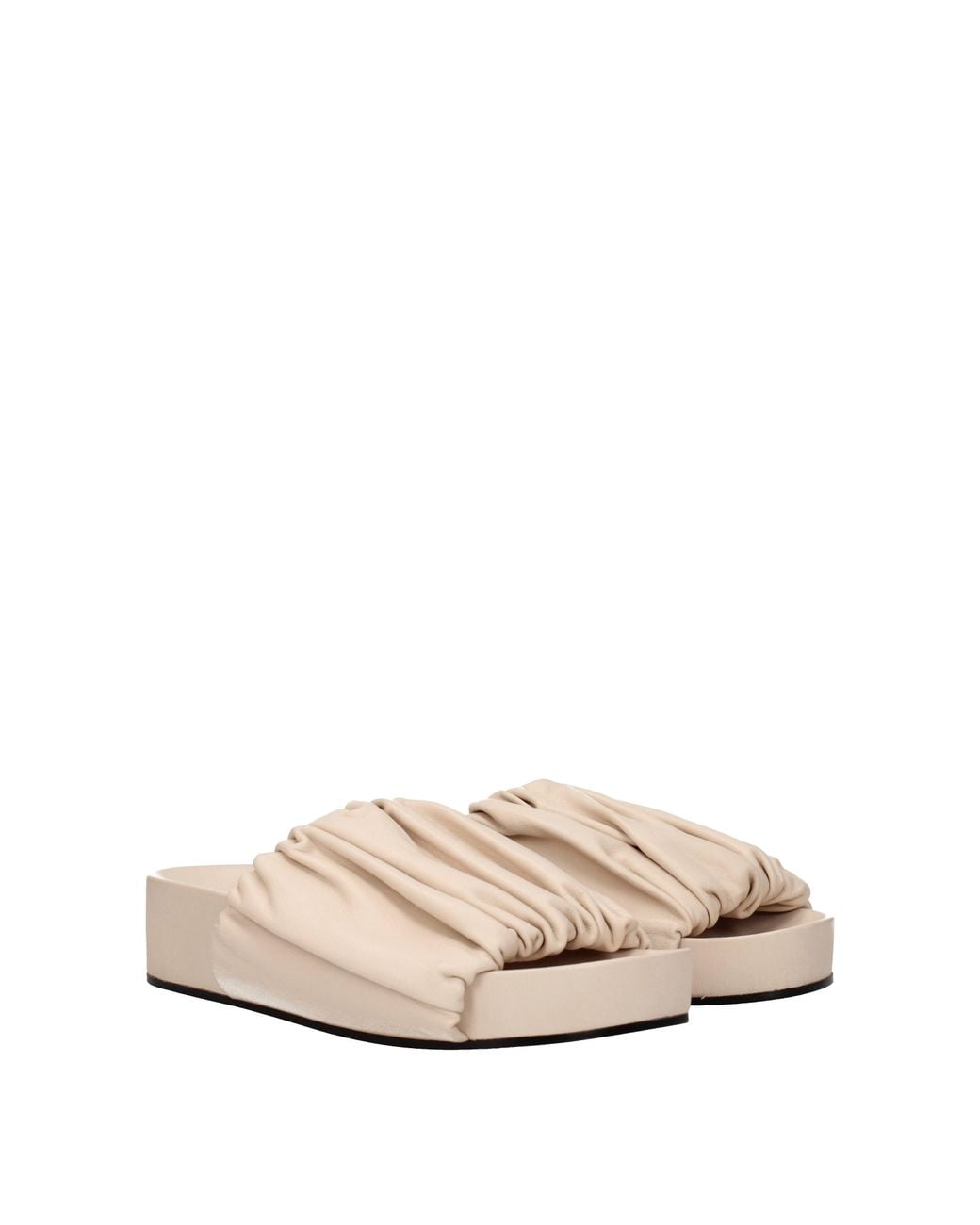 Jil Sander Natural Loafers And Clogs Leather/Powder