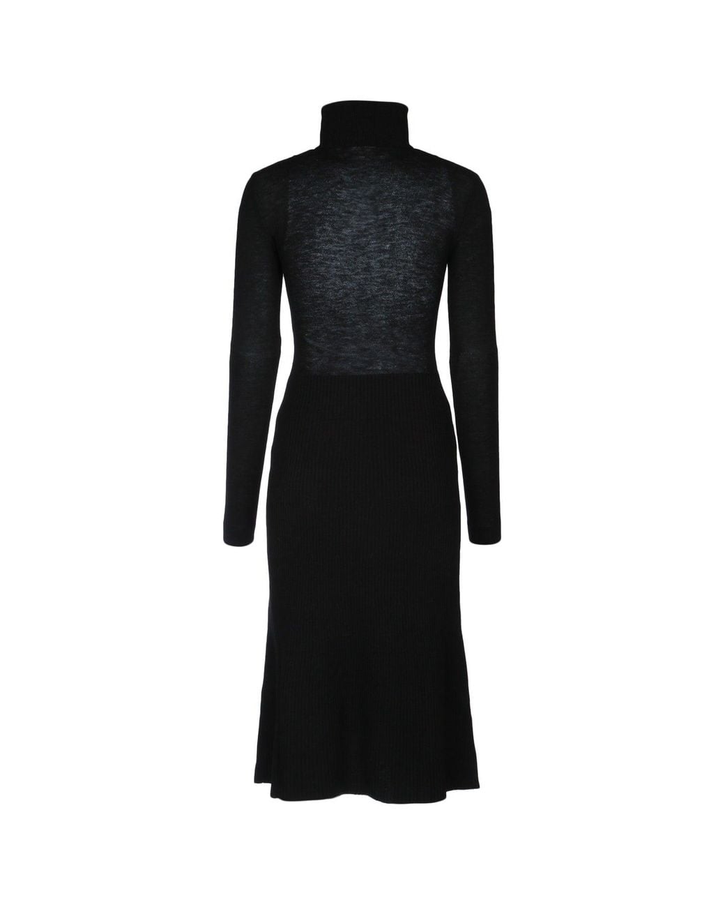 Elisabetta Franchi Black Turtle Neck Midi Dress