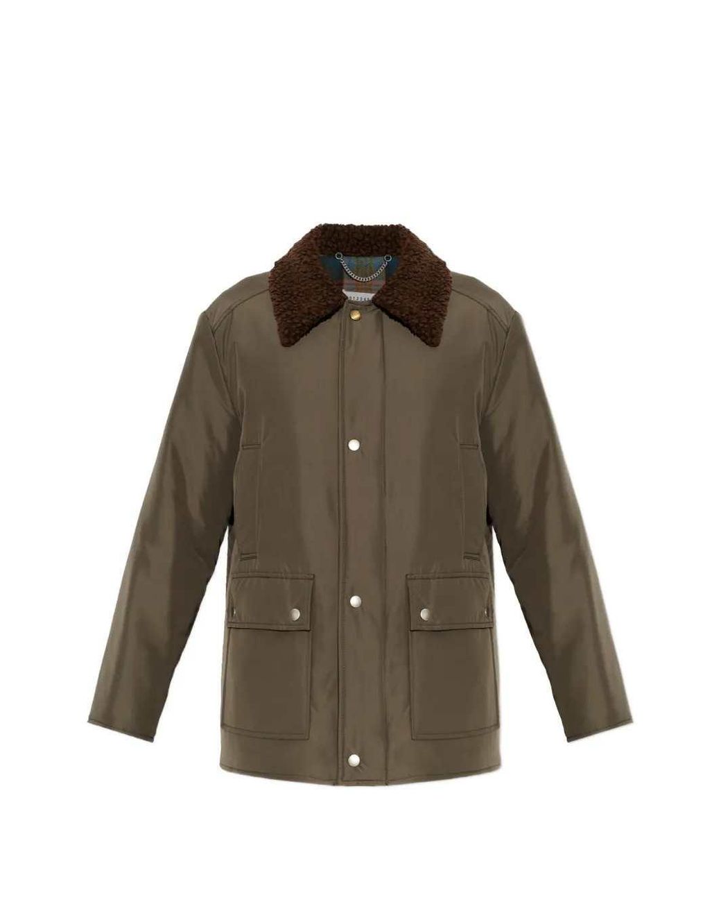 Maison Margiela Brown Jacket With Shearling Collar And Flap Pockets for men