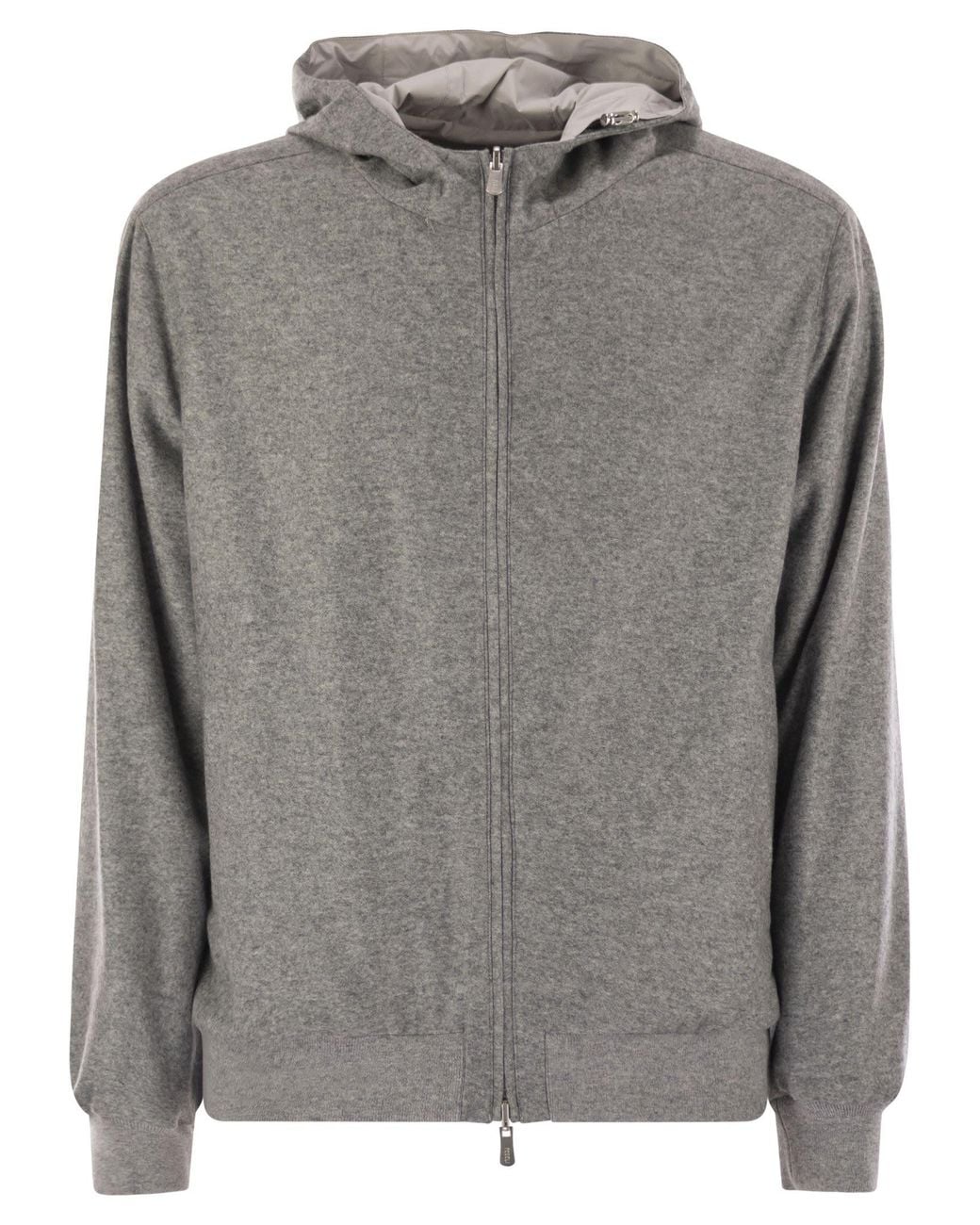 Fedeli Gray Reversible Bomber Jacket With Hood for men