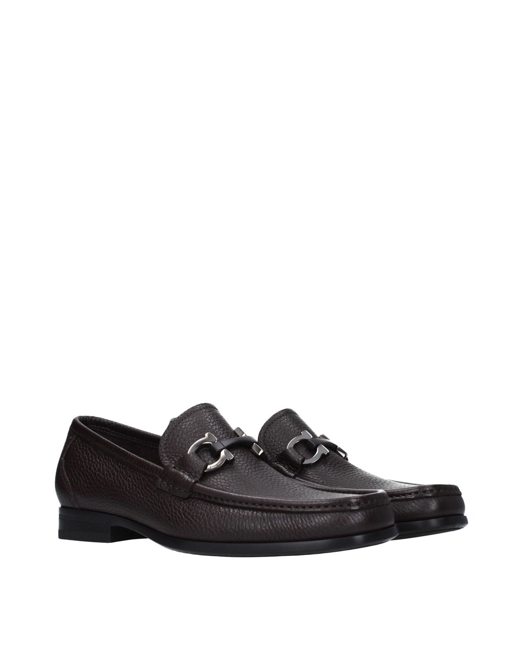 Ferragamo Black Grandioso Moccasins/Hickory Leather