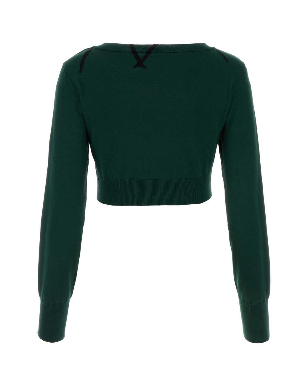 Burberry Green Argyle Pattern Cropped Sweater