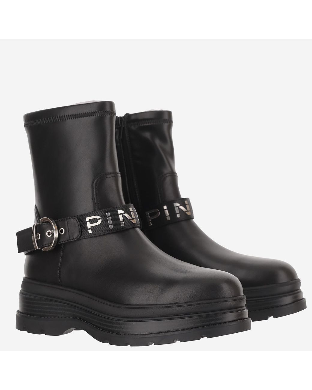 Pinko Black Ankle Boots Leather Upper: Bovine