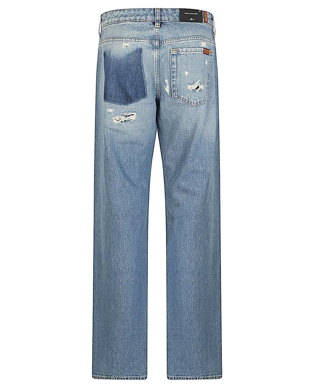 Seven7 Blue Low Straight Denim Jeans