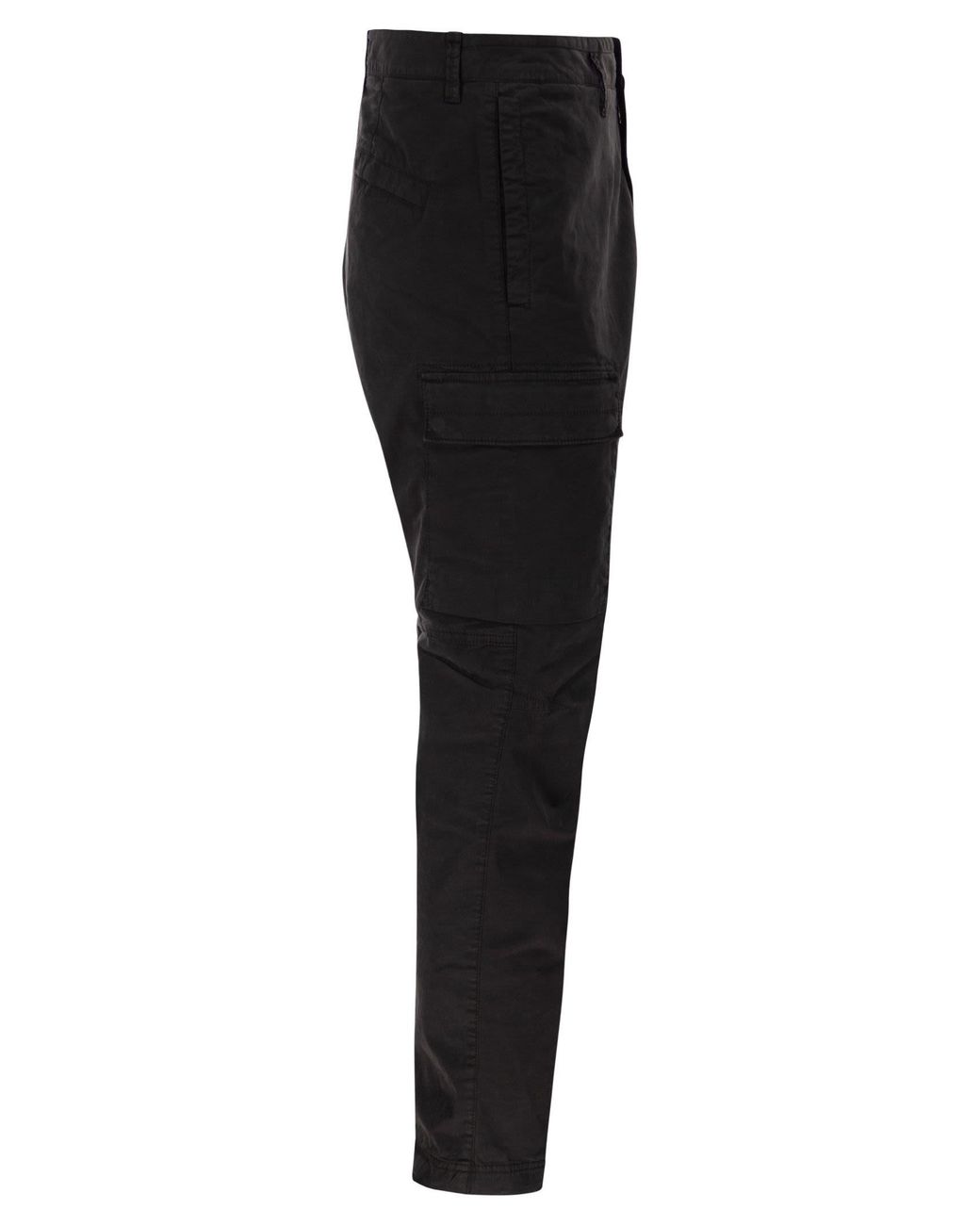 Stone Island Black Regular Tapered Fit Cargo Trousers for men