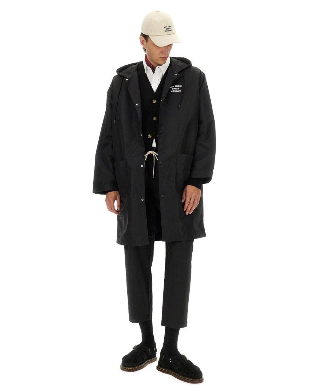 Drole de Monsieur Black Hooded Parka for men